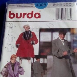 Burda 1 or2 Breasted Lined Coat Sz 12-22
